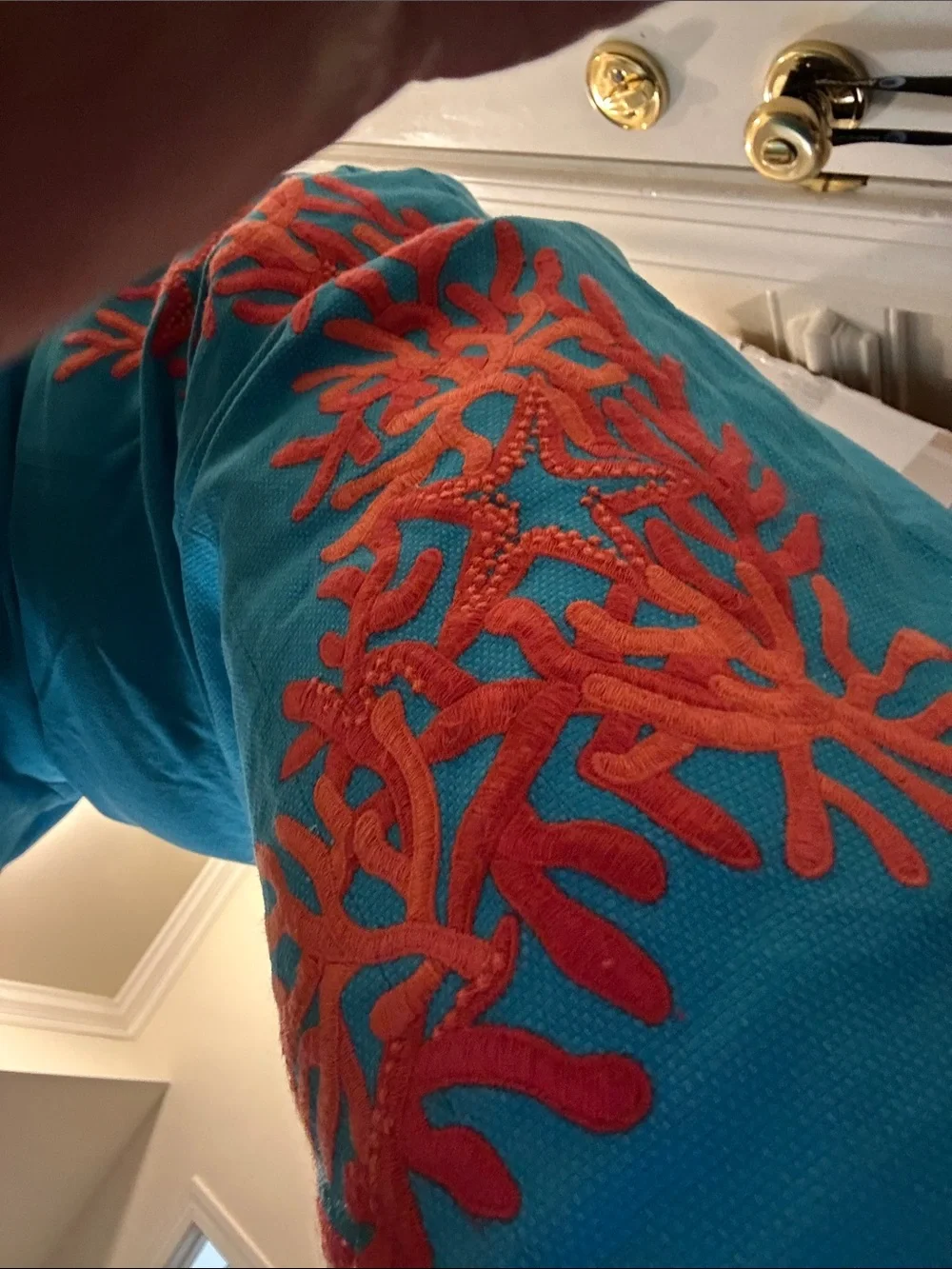Lilly Pulitzer Strapless Turquoise Dress with Coral Embroidery - Picture 3 of 3